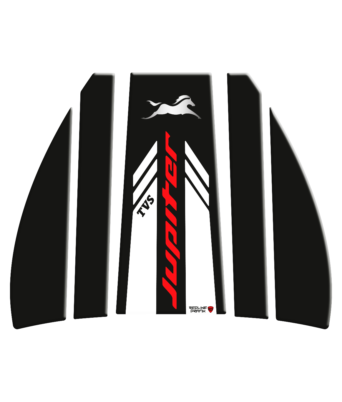 TVS Jüpiter Uyumlu Siyah Beyaz Design Tank Pad