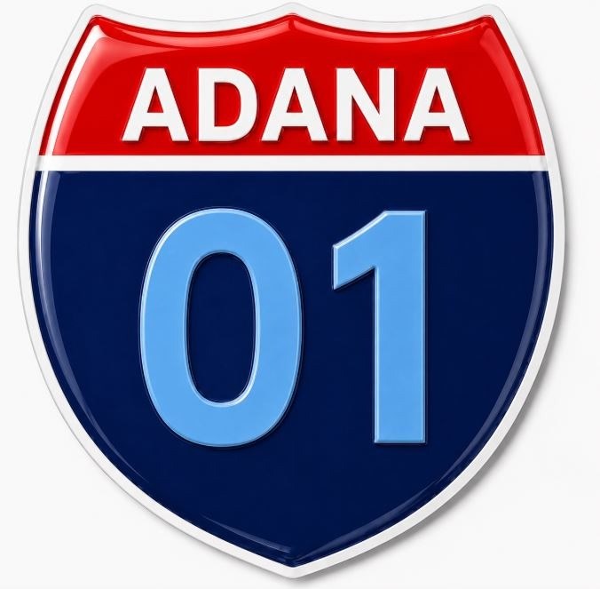 Redlinegrafik Adana 01 Plaka Kodlu 3D Kabartmalı Araç 1 Adet Sticker Etiket Turkuaz Mavi Renk