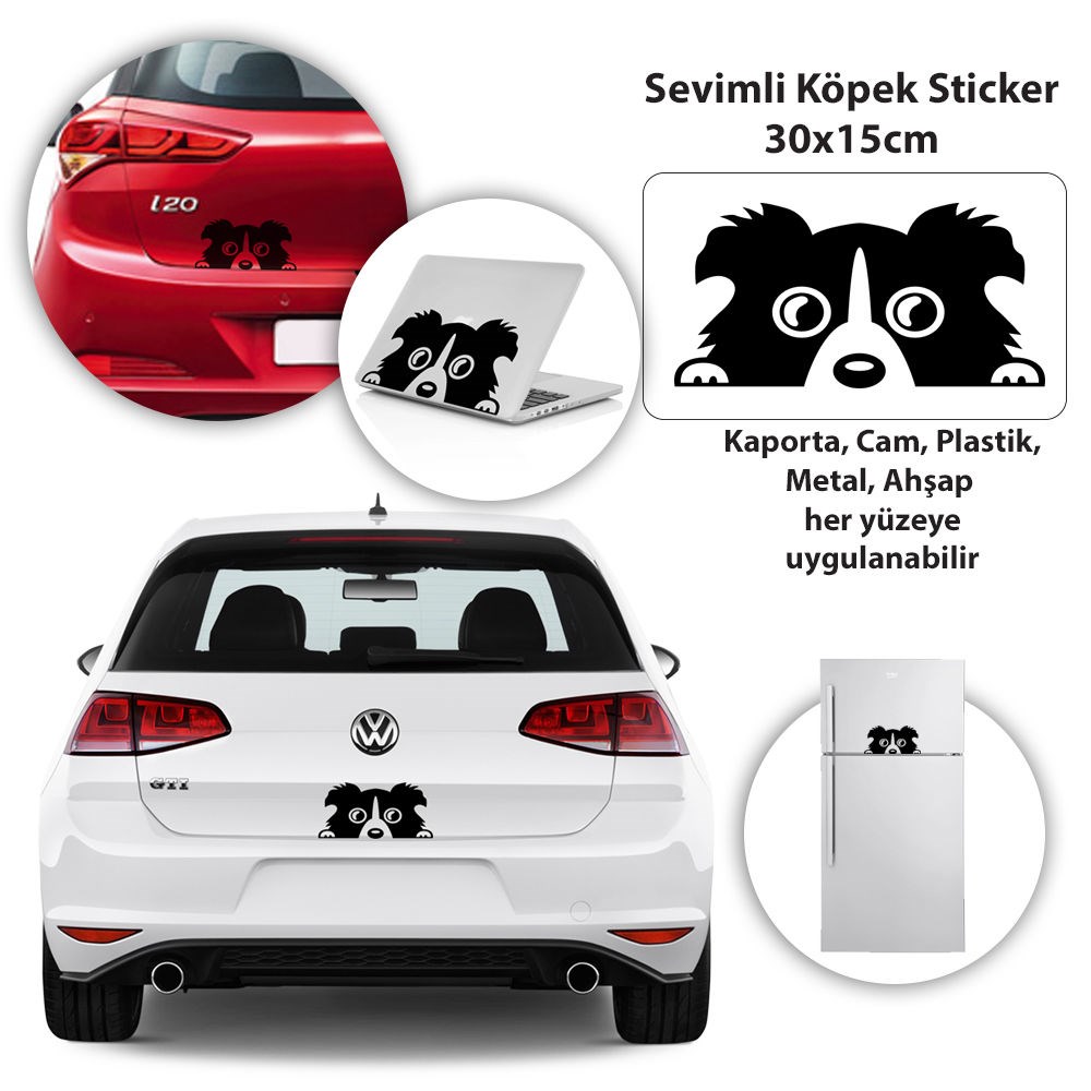 Bagajdan Çıkan Sevimli Köpek Sticker Ücretsiz Kargo