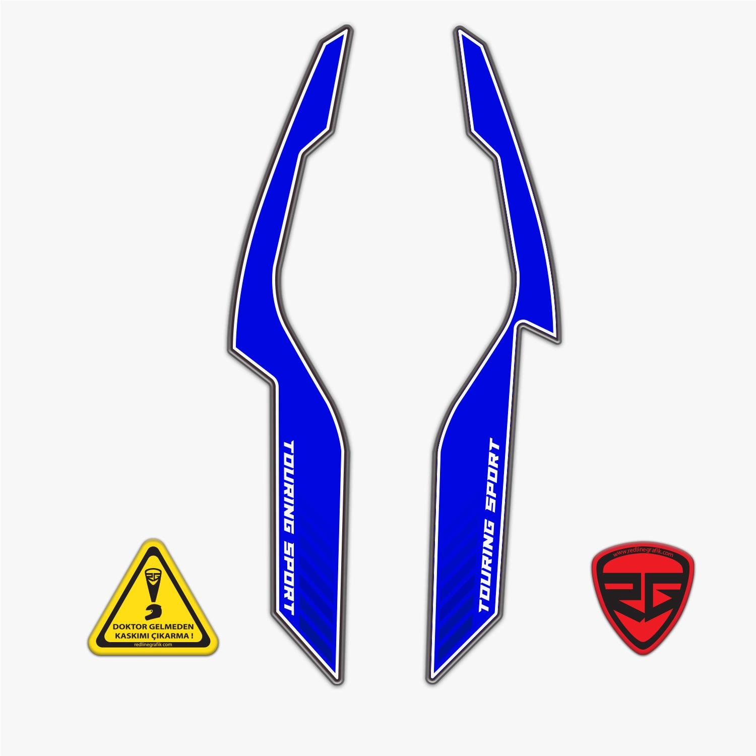 Bajaj Dominar Arka-Yan Kuyruk Pad Set Mavi Redlinegrafik 