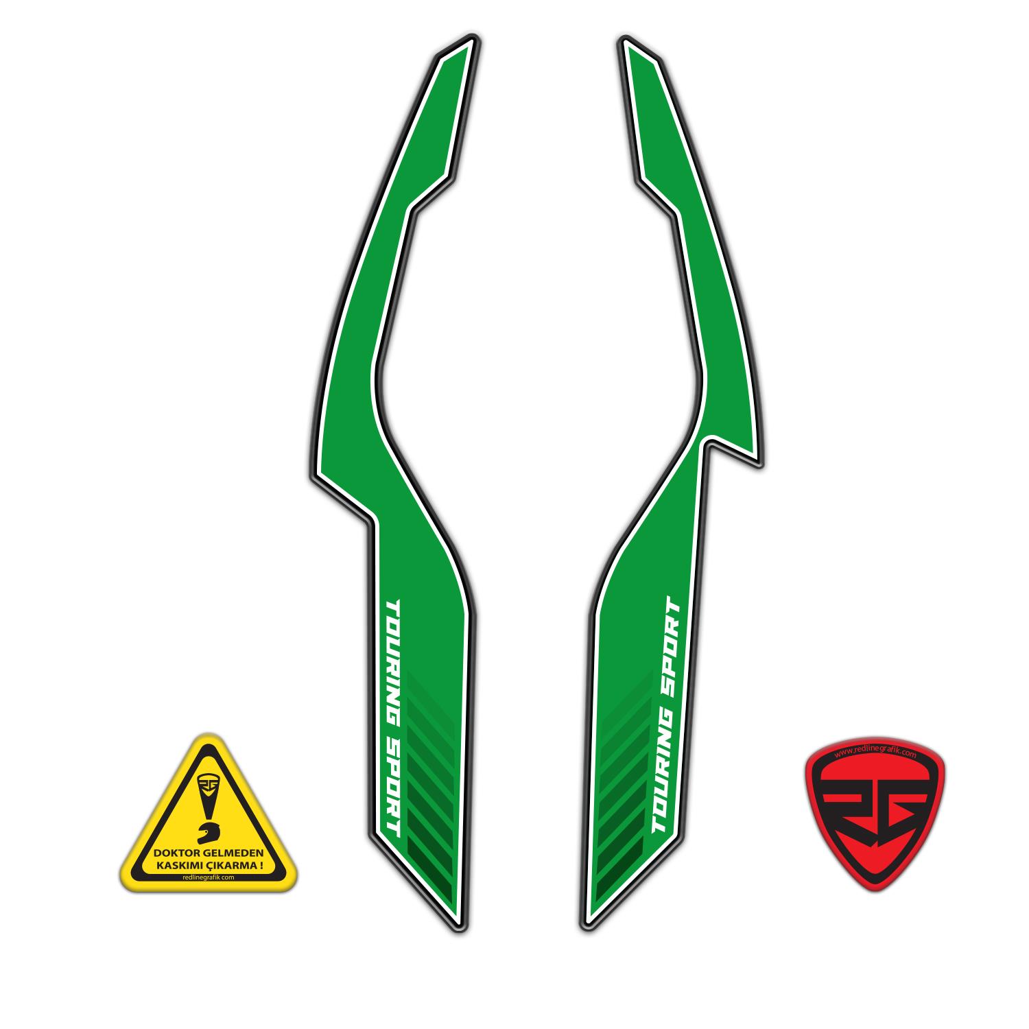 Bajaj Dominar Arka-Yan Kuyruk Pad Set Yeşil Redlinegrafik 