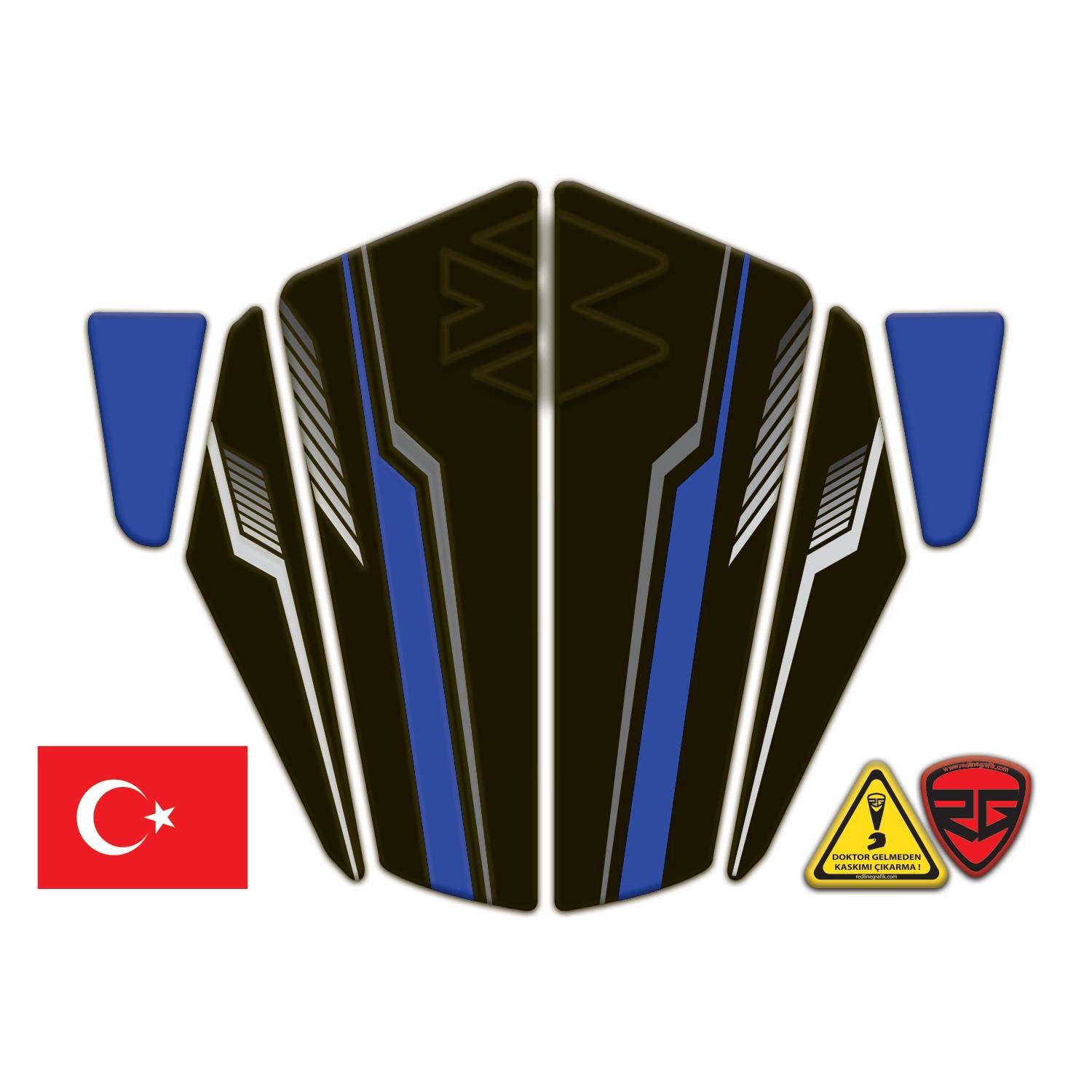 Bajaj Dominar D250 - 400 Çamurluk Sticker 6 Parça Set Siyah Mavi Redlinegrafik 