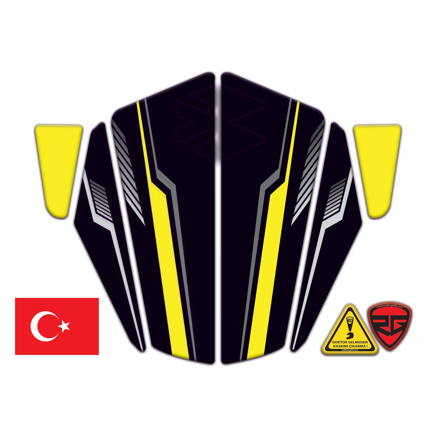 Bajaj Dominar D250 - 400 Çamurluk Sticker 6 Parça Set Siyah Sarı Redlinegrafik 