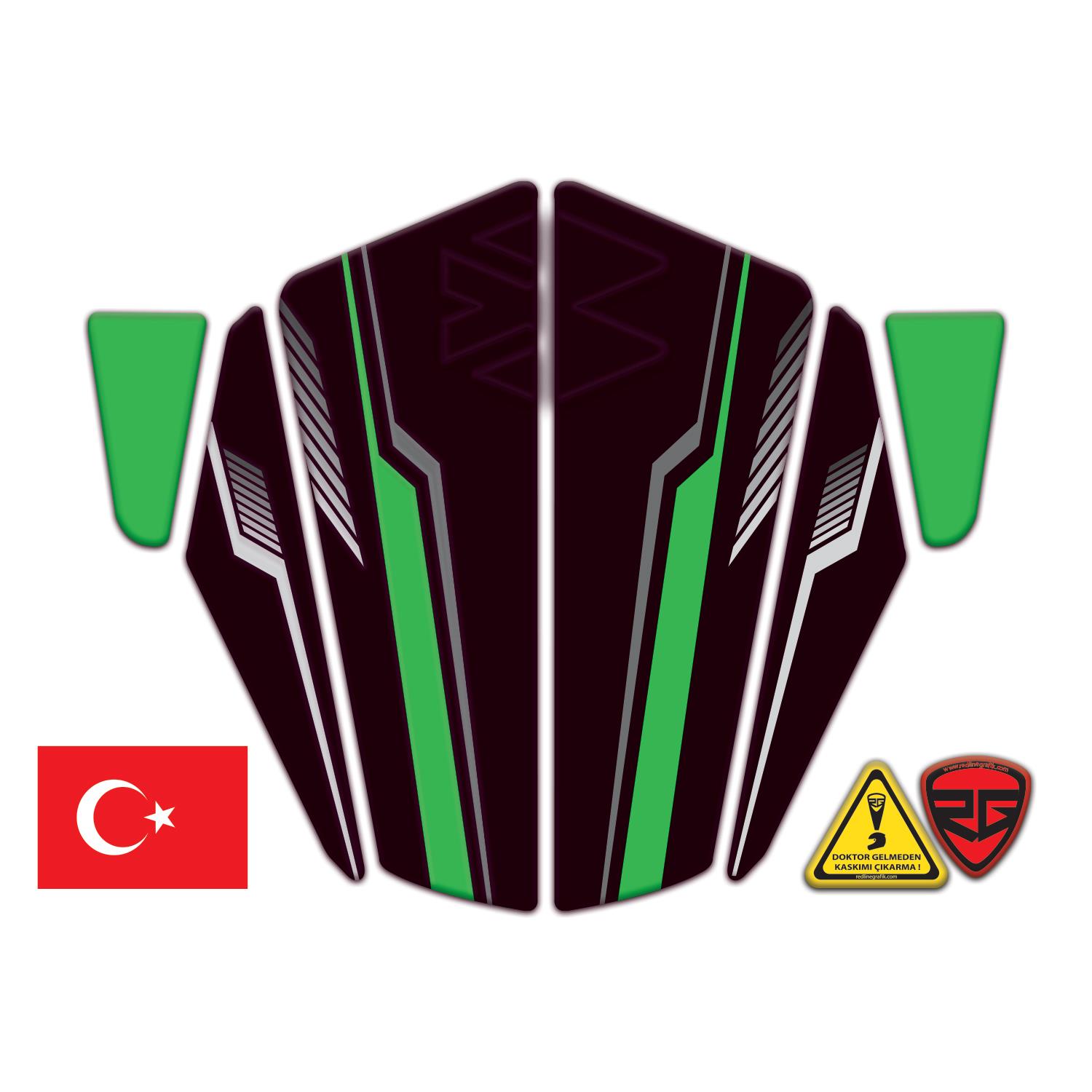 Bajaj Dominar D250 - 400 Çamurluk Sticker 6 Parça Set Siyah Yeşil Redlinegrafik 