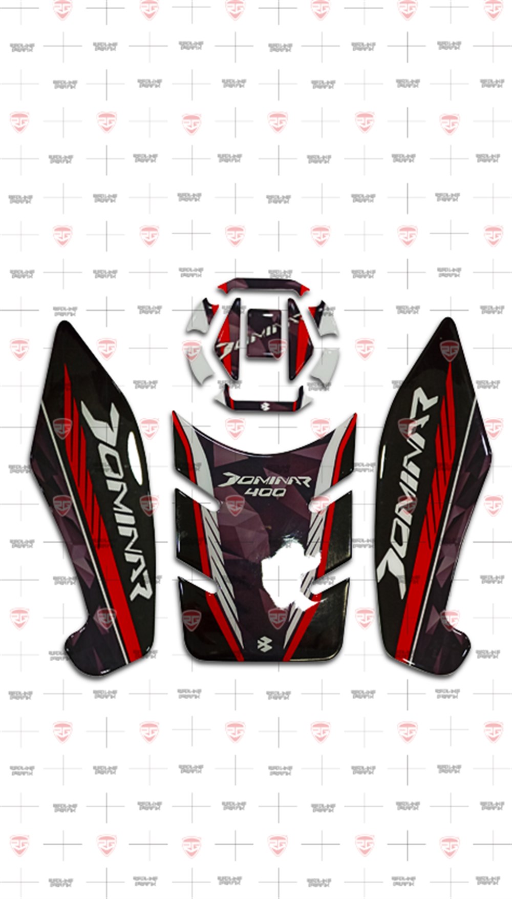 Bajaj Dominar Tank Pad Set Kırmızı-Siyah