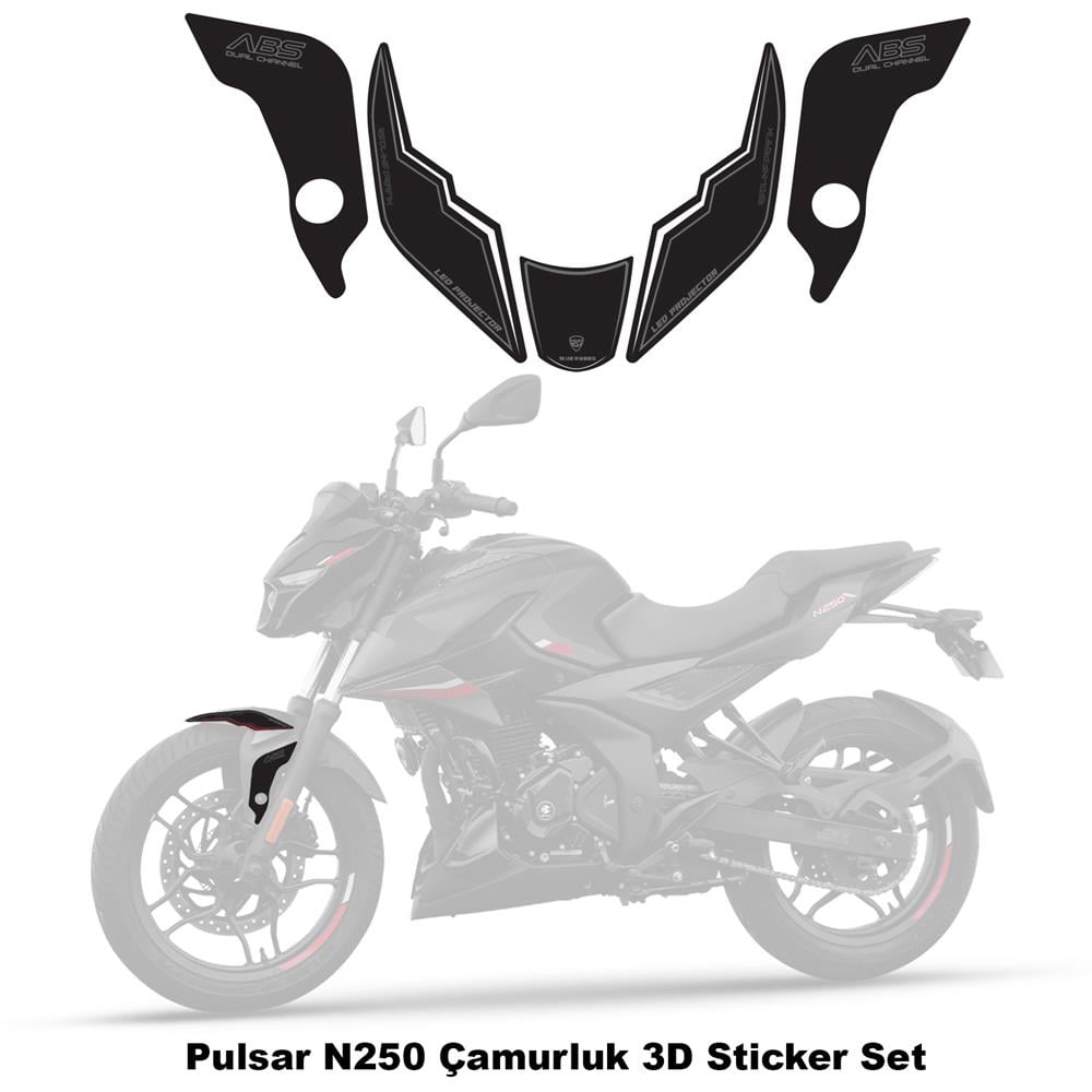 Bajaj Pulsar N250 2023 Model Çamurluk Pad Set Beyaz Edition Special Series Redline Grafik 
