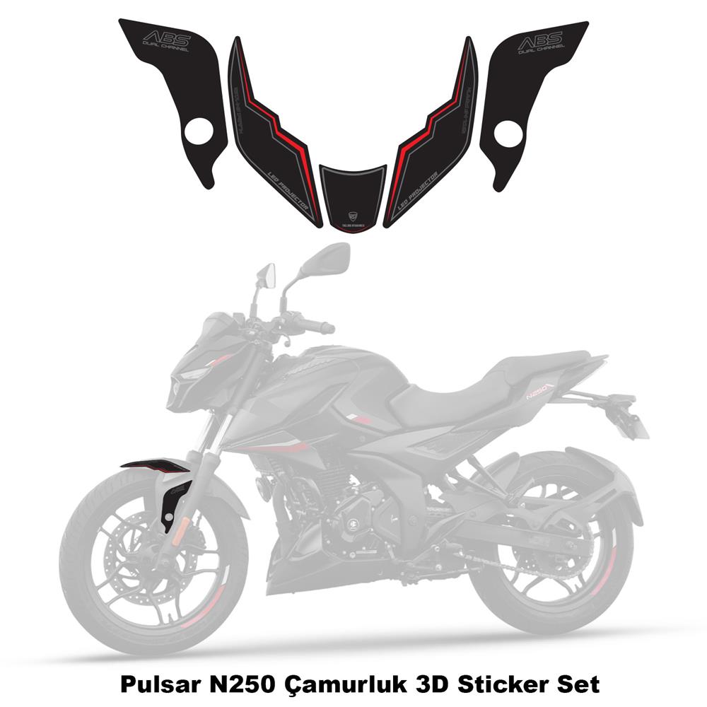 Bajaj Pulsar N250 2023 Model Çamurluk Pad Set Kırmızı Edition Special Series Redline Grafik 