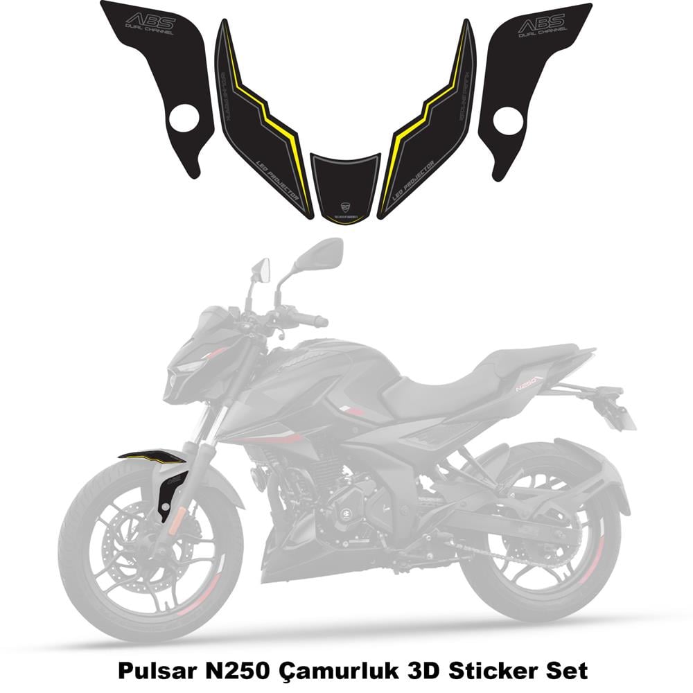 Bajaj Pulsar  N250 2023 Model Çamurluk Pad Set Sarı Edition Special Series Redline Grafik 