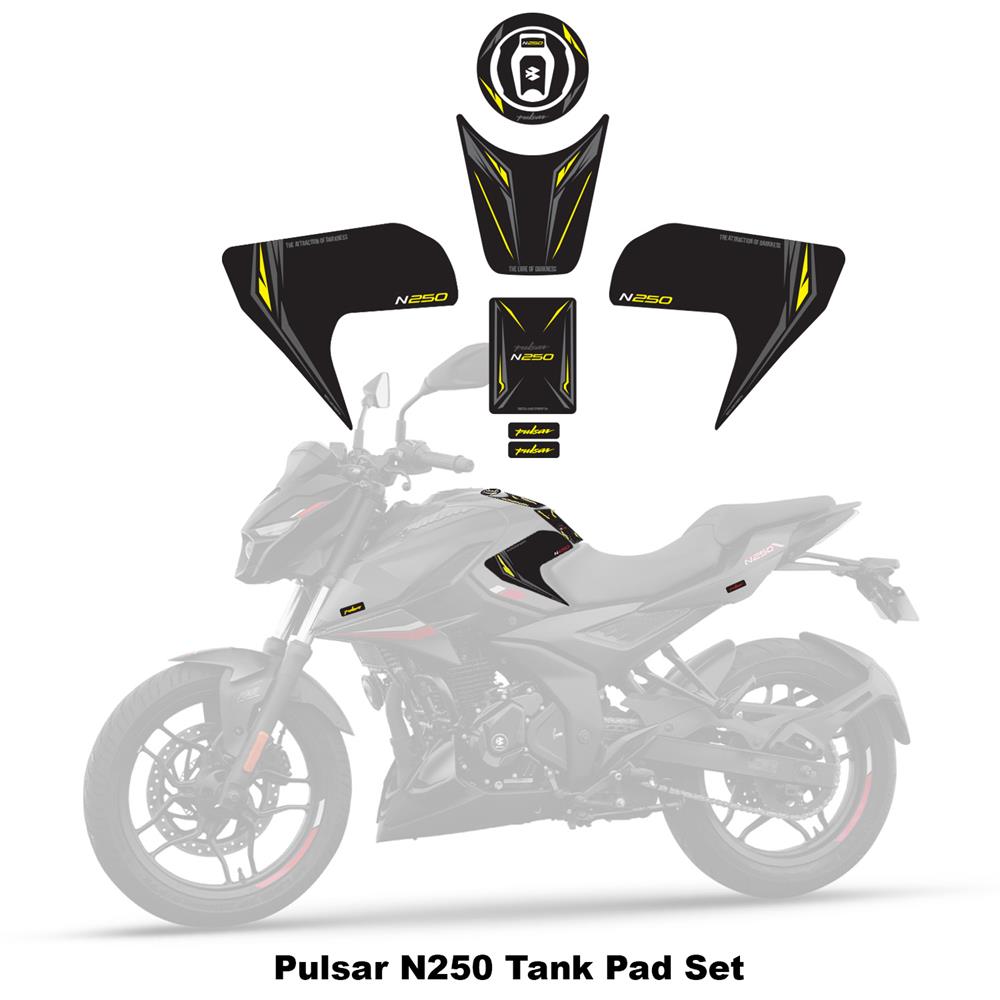 Bajaj Pulsar  N250 2023 Model Tank Pad Set Sarı Edition Special Series Redline Grafik 