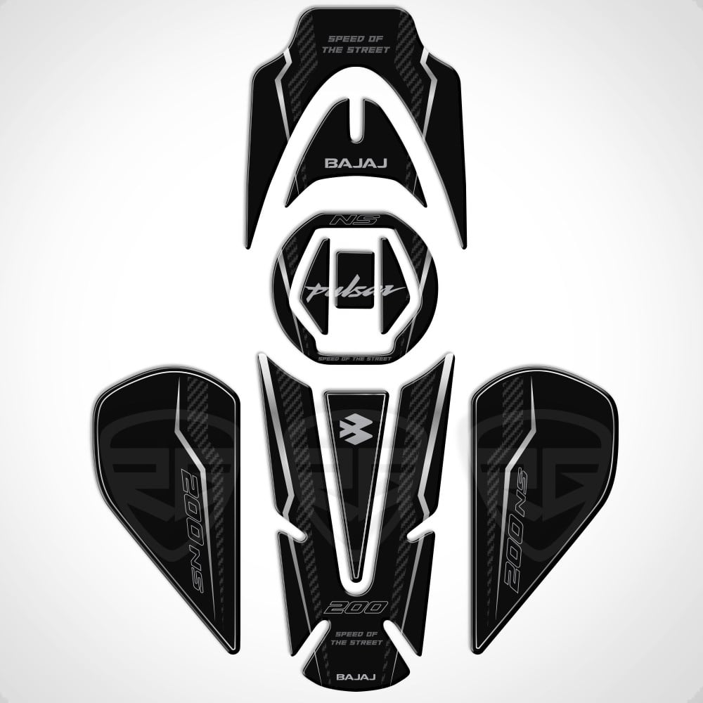 Bajaj Pulsar NS 200 2011-2020 Uyumlu Tank Pad Set Dark Carbon Serisi Siyah-Karbon