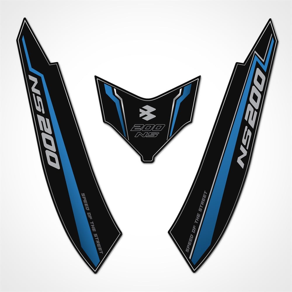 Bajaj Pulsar NS 200 Arka-Yan Kuyruk Pad Set Dark Water Serisi Siyah-Lacivert