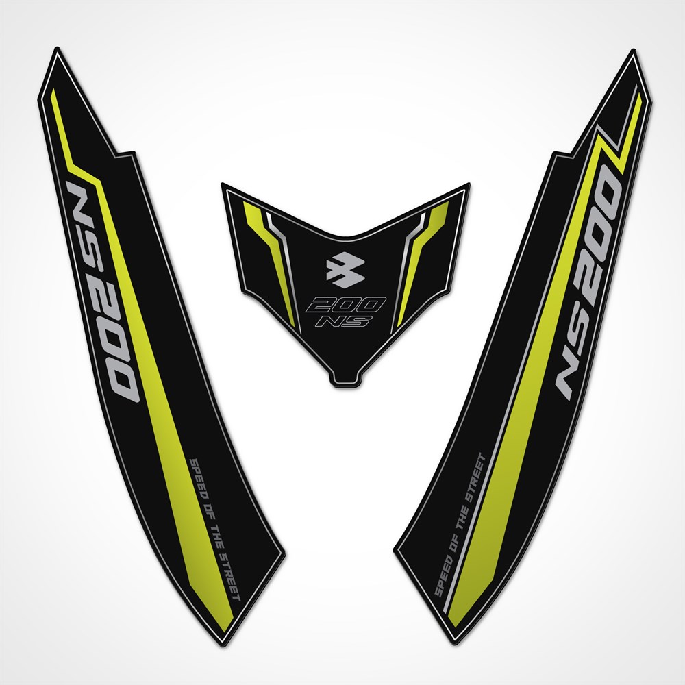 Bajaj Pulsar NS 200 Arka-Yan Kuyruk Pad Set Midnight Serisi Siyah-Neon Sarı