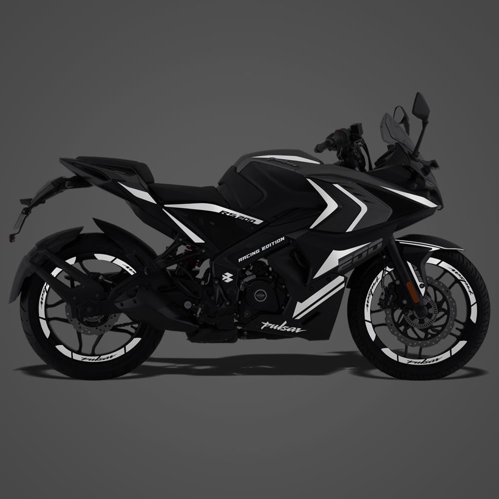 Bajaj Pulsar RS 200 Full Sticker Set Custom Reflektif Gümüş Beyaz