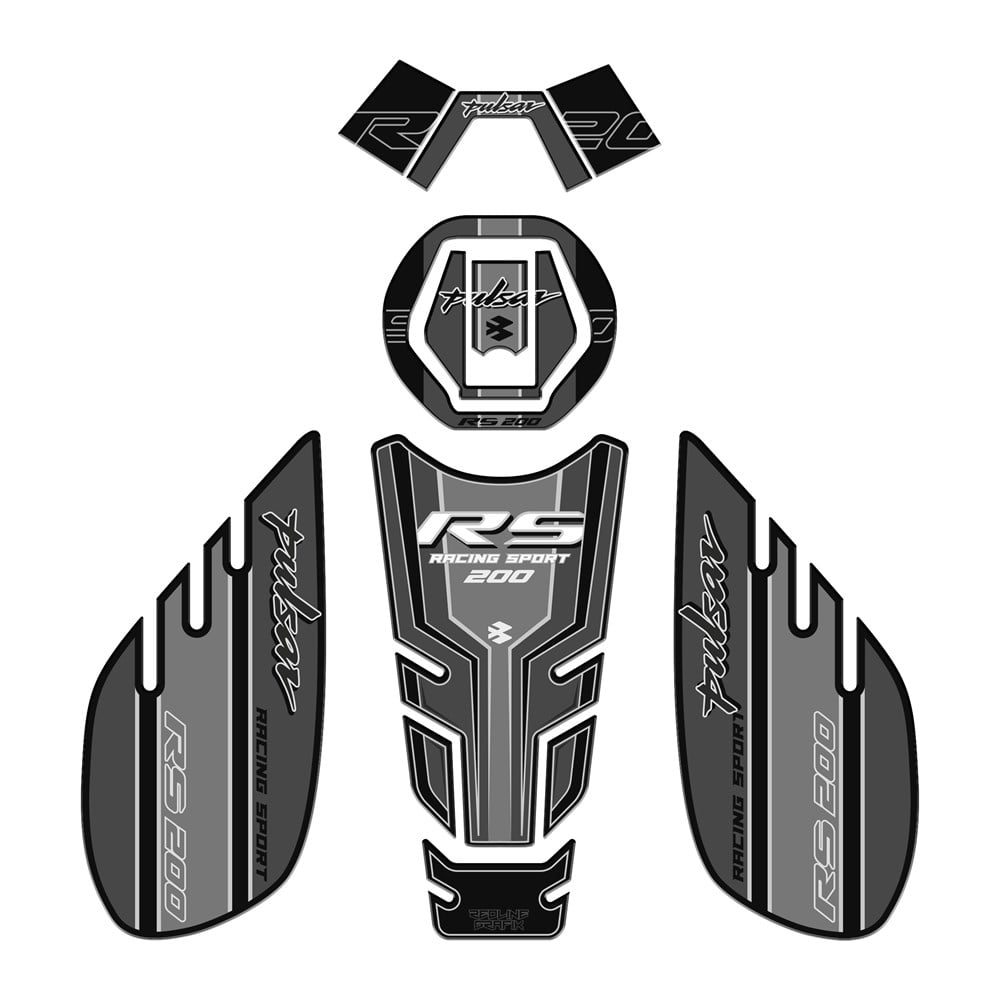 Bajaj Pulsar RS 200 Siyah Gri Gidonlu Tank Pad Set