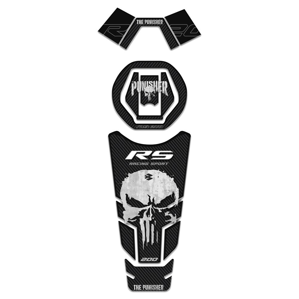 Bajaj Pulsar RS 200 Siyah Karbon Punisher Edition Tank Pad Set