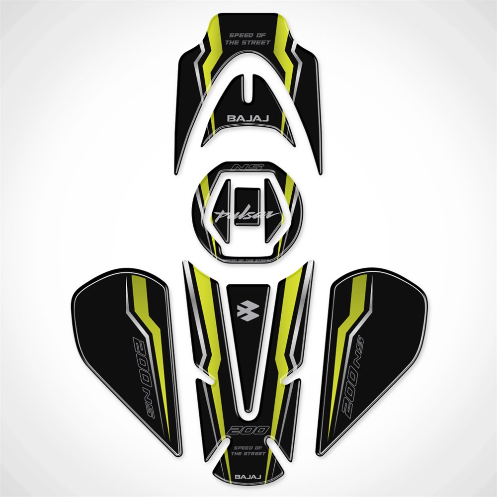 Bajaj Pulsar Tank Pad Midnight Serisi Siyah-Neon Sarı