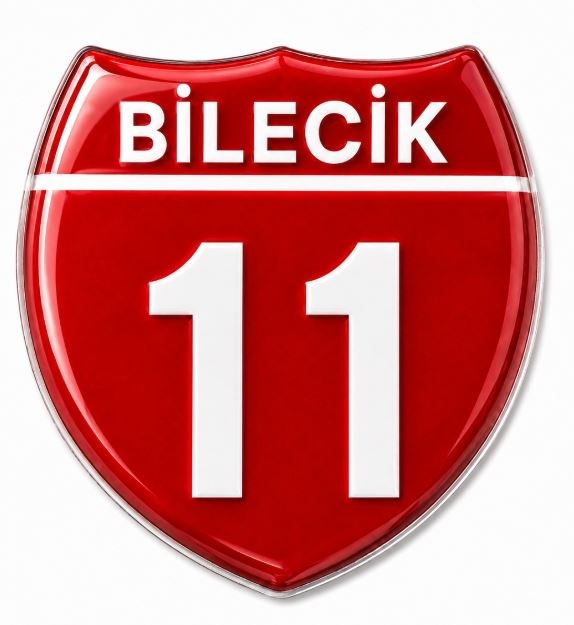Redlinegrafik Bilecik 11 Plaka Kodlu 3D Kabartmalı Araç 1 Adet Sticker Etiket Kırmızı  Beyaz