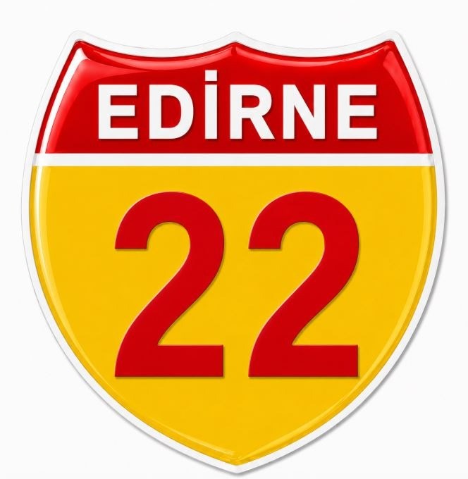Redlinegrafik Edirne 22Plaka Kodlu 3D Kabartmalı Araç 1 Adet Sticker Etiket sarı kırmızı Renk