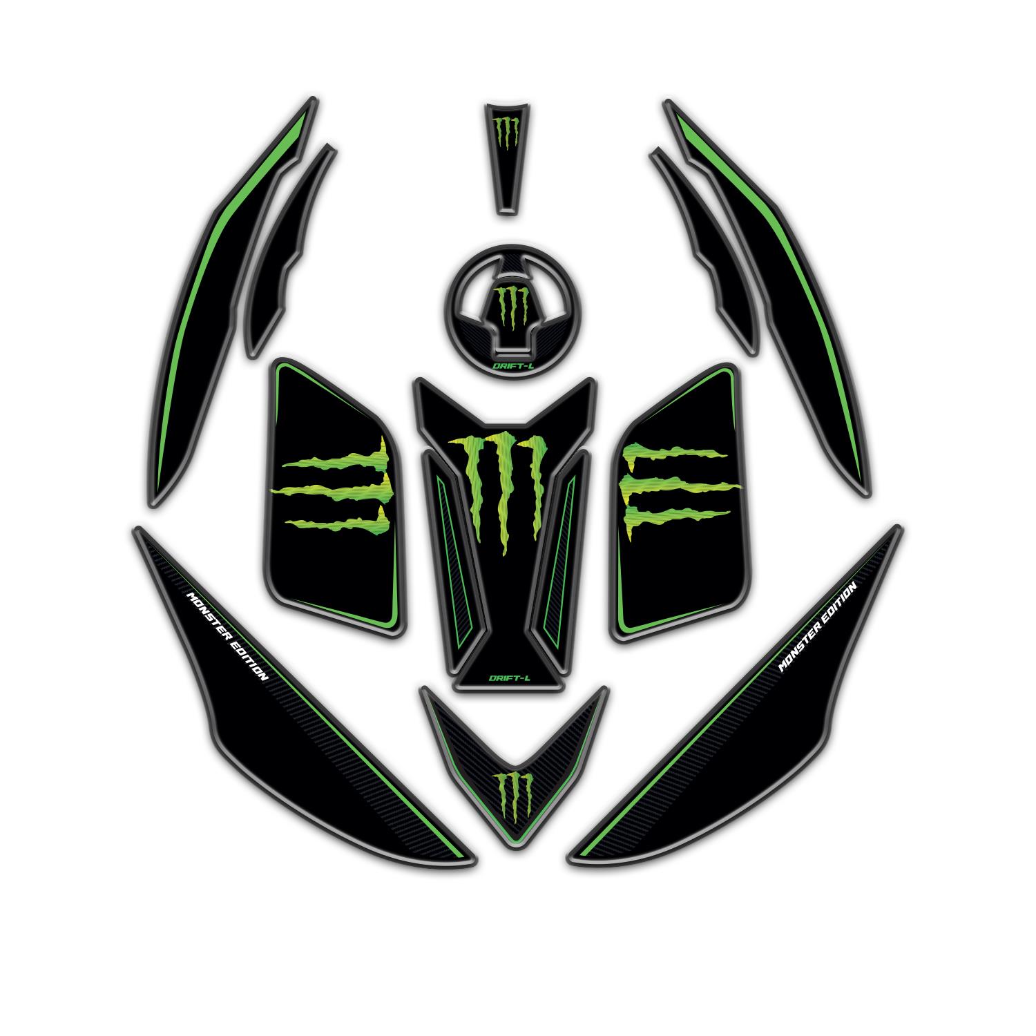 Mondial Drift L Full Yeşil Monster Tank Pad Set Redlinegrafik