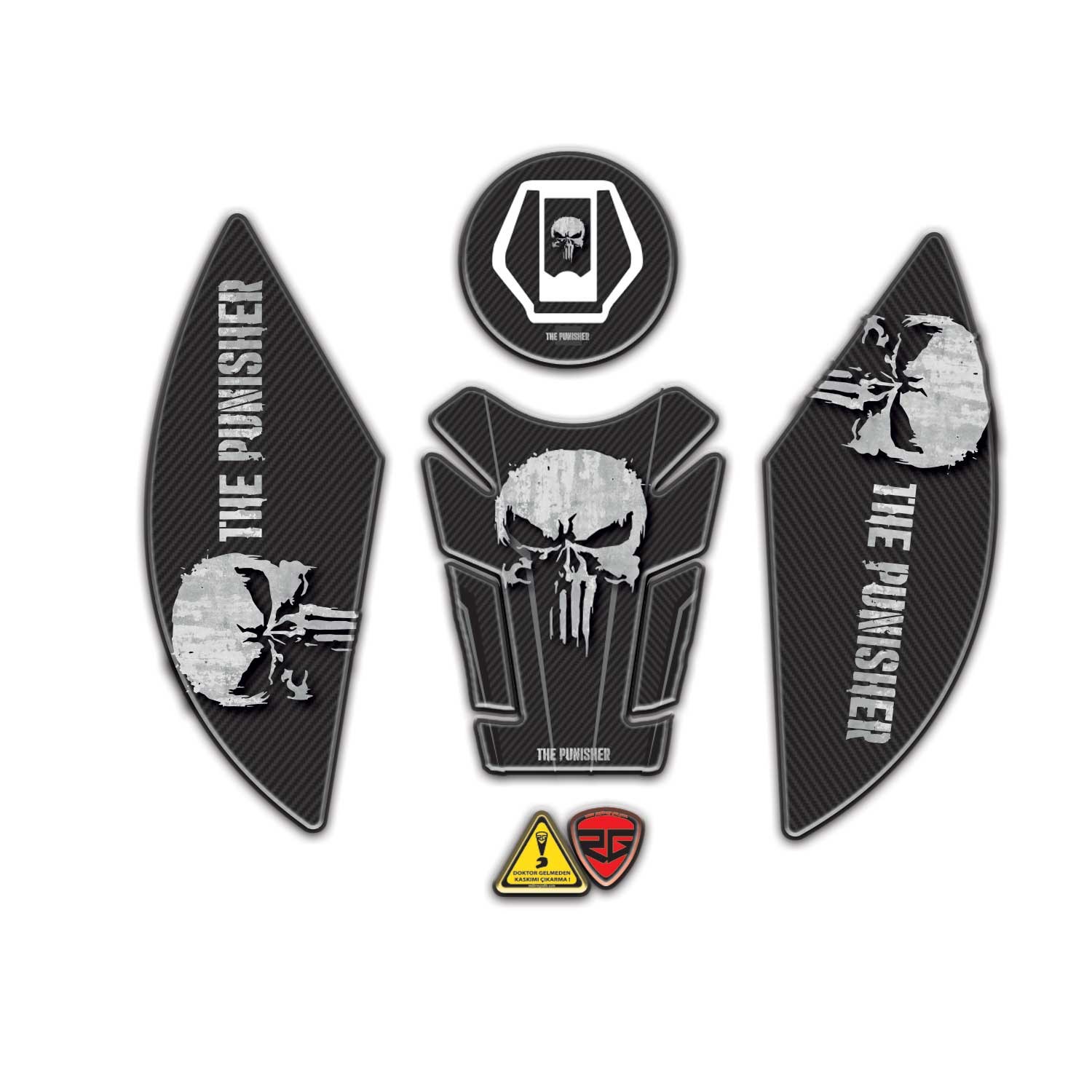 Redlinegrafik Bajaj Dominar Uyumlu Kurukafa Punisher Desenli 250 2020 - 2023 Uyumlu Tank Pad Set Koruyucu Seti 