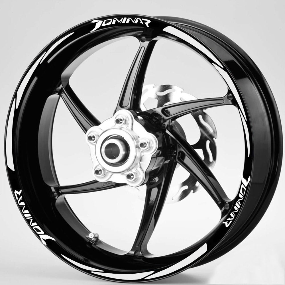 Beyaz Bajaj Dominar Yazılı 3 Parçalı Jant Şeridi