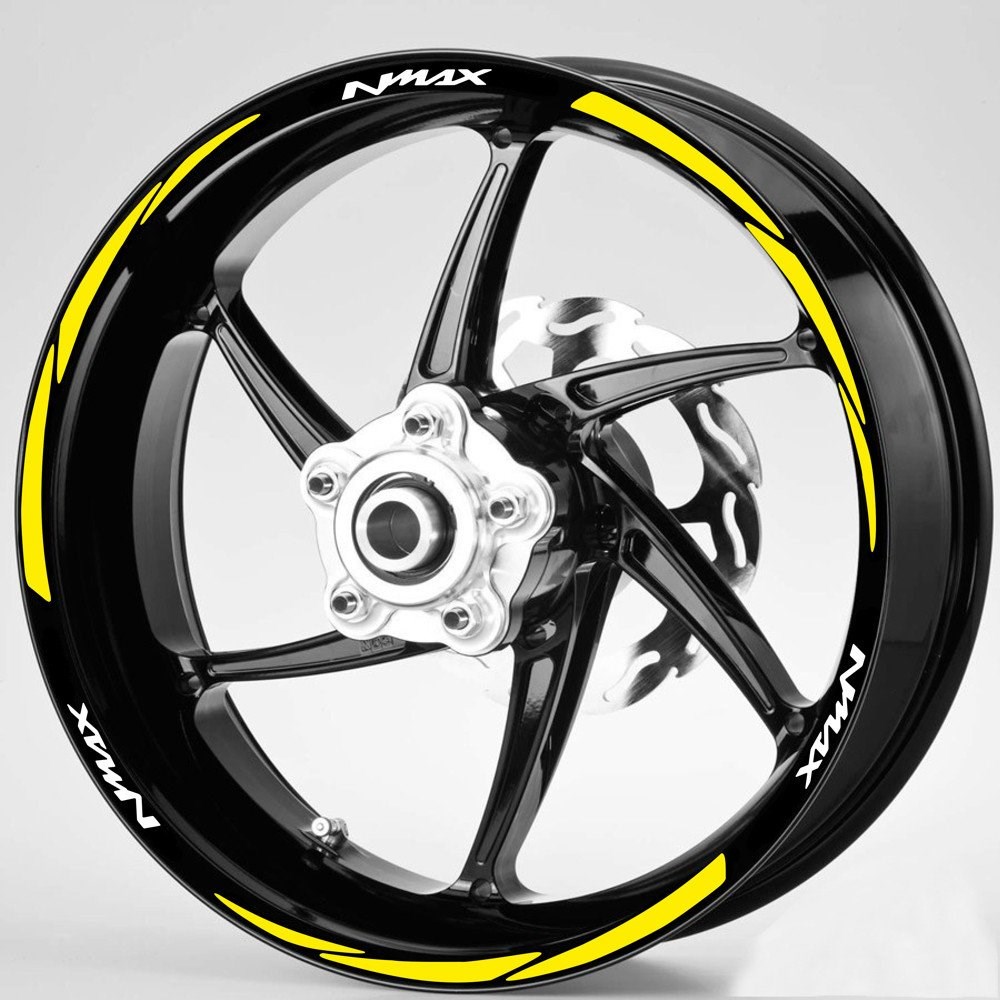 Beyaz Nmax Yazılı 3 Parçalı Sarı Jant Şeridi