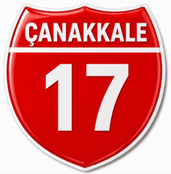 Redlinegrafik Çanakkale 17Plaka Kodlu 3D Kabartmalı Araç 1 Adet Sticker Etiket kırmızı beyaz Renk