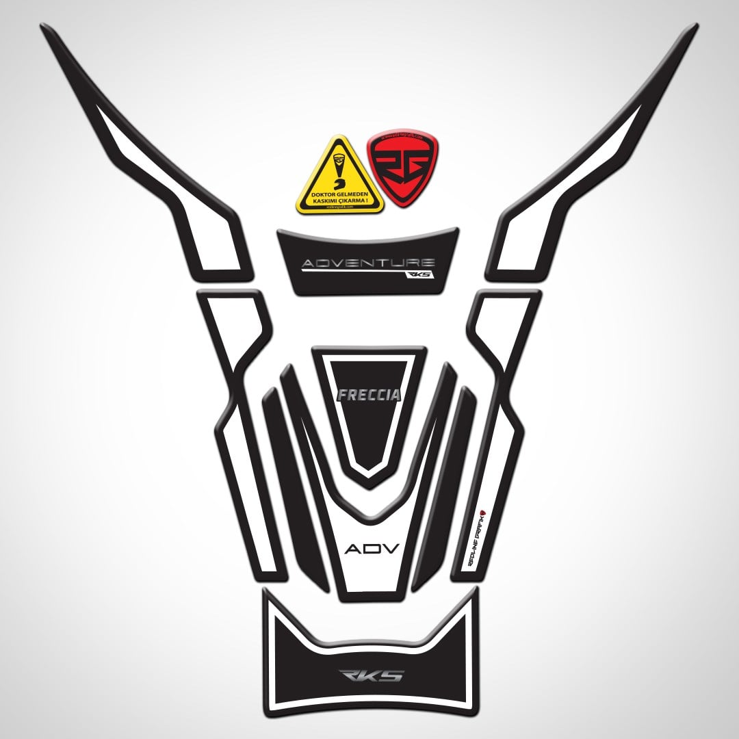 RKS Freccia Uyumlu Siyah Beyaz Tank Pad Redline Grafik