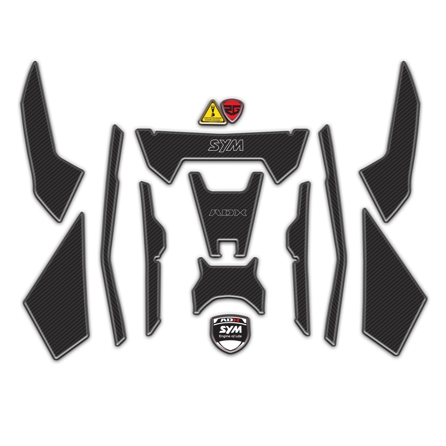 Redline Grafik SYM ADX 125 Uyumlu Tank Pad Seti Karbon