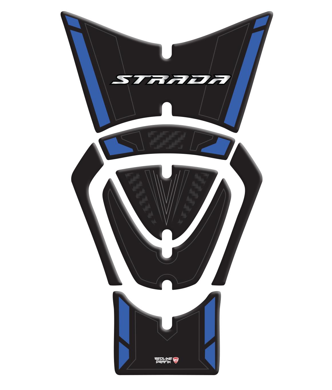 Mondial Strada Siyah Mavi Tank Pad Redline Grafik