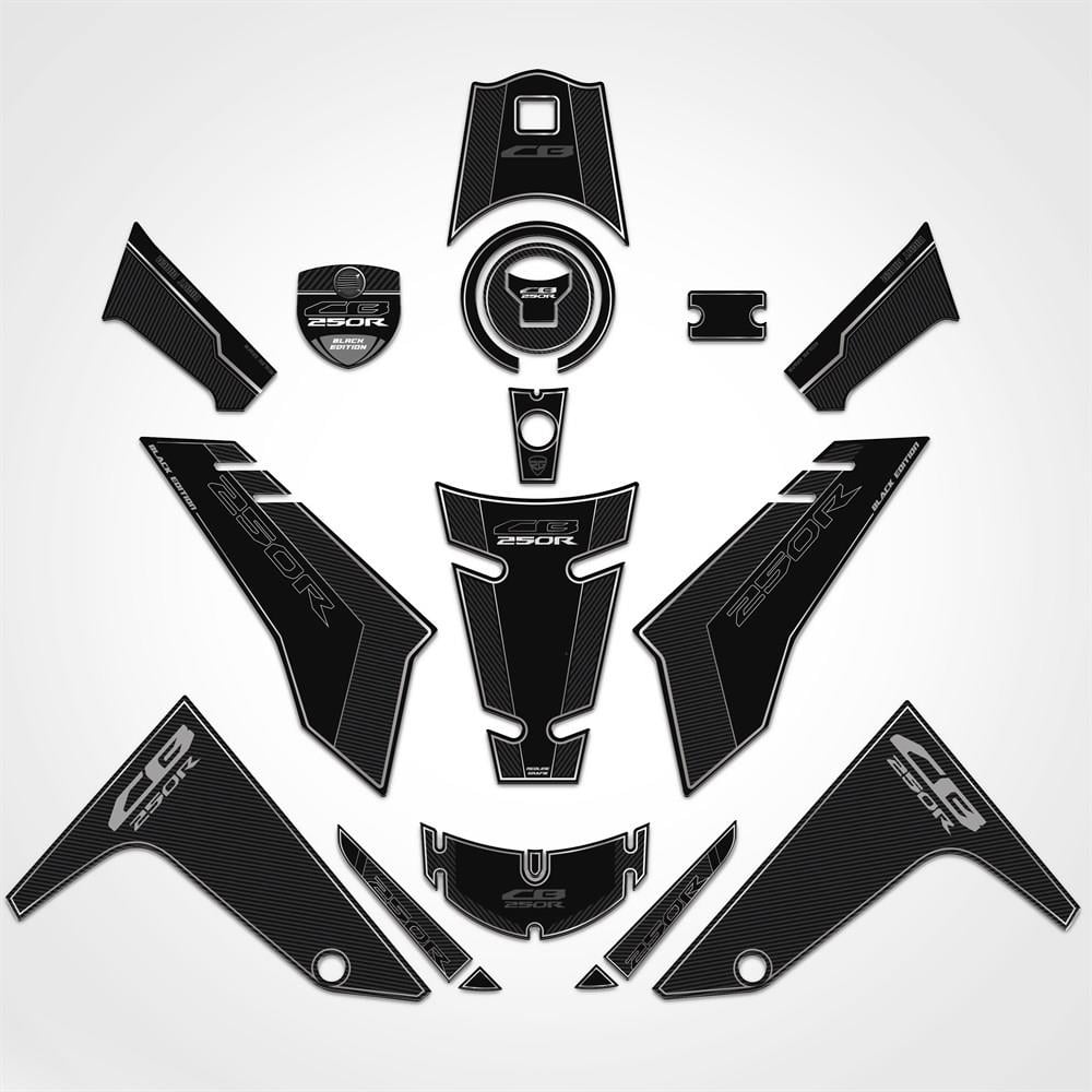 Cb 250 R Full Sticker Pad Set Motorsiklet Koruma Siyah-Gümüş