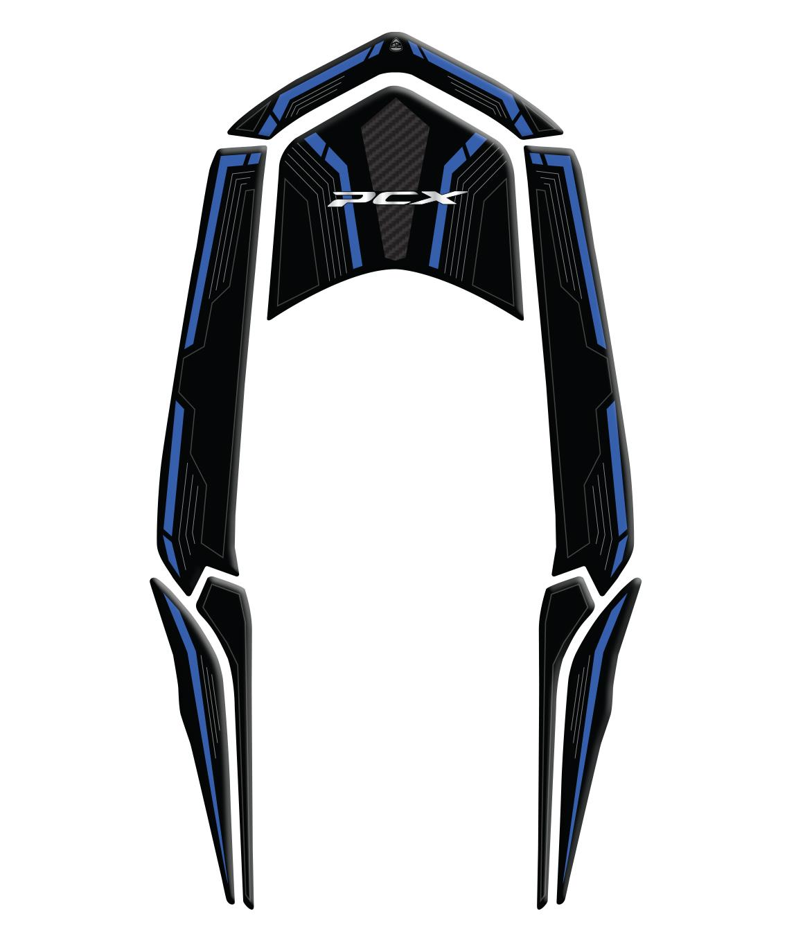 Honda PCX 2025 Karbon Mavi Kuyruk Pad Redline Grafik