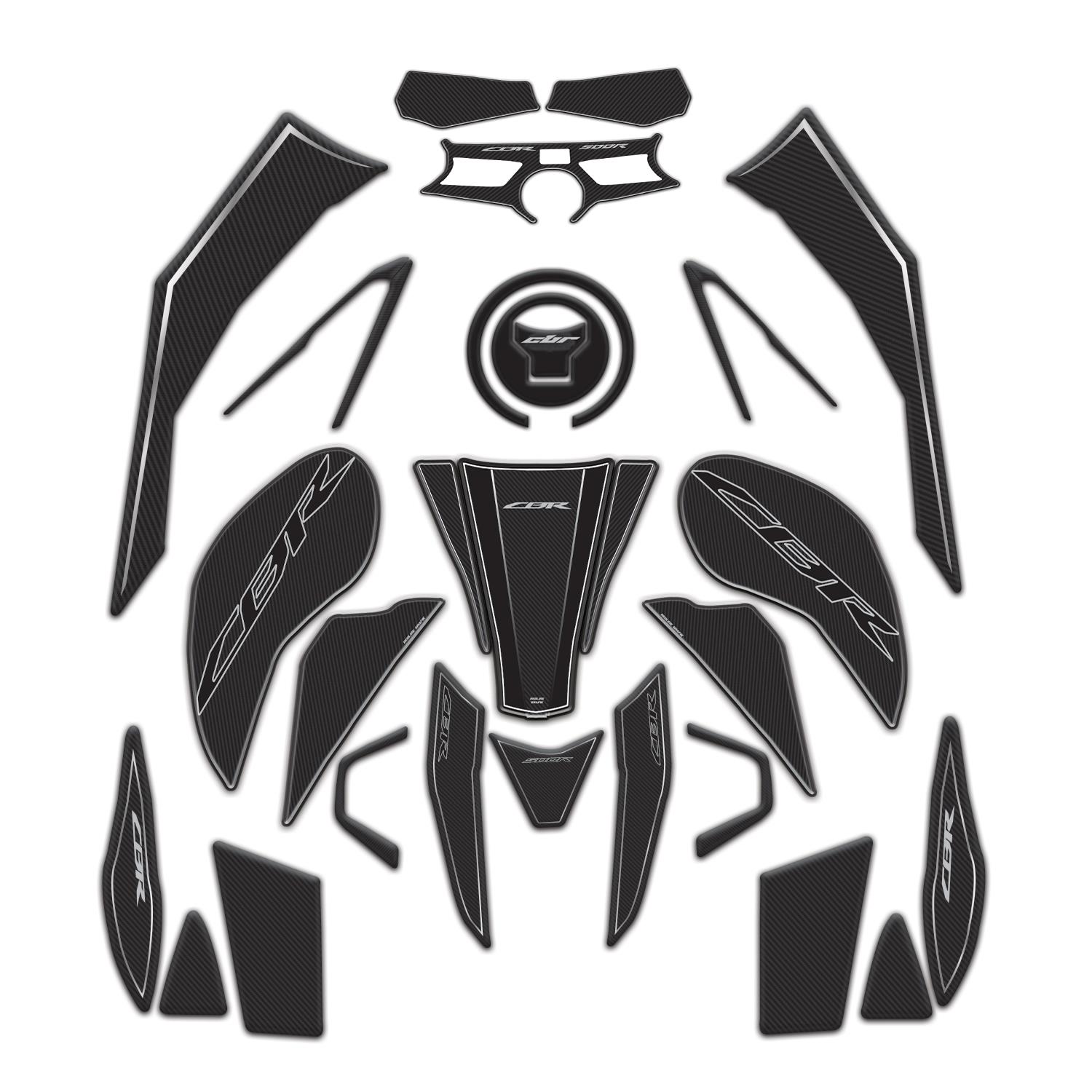 CBR 500R 2025 Model 24 Parça Karbon Full Koruyucu Sticker Set 3D Redlinegrafik