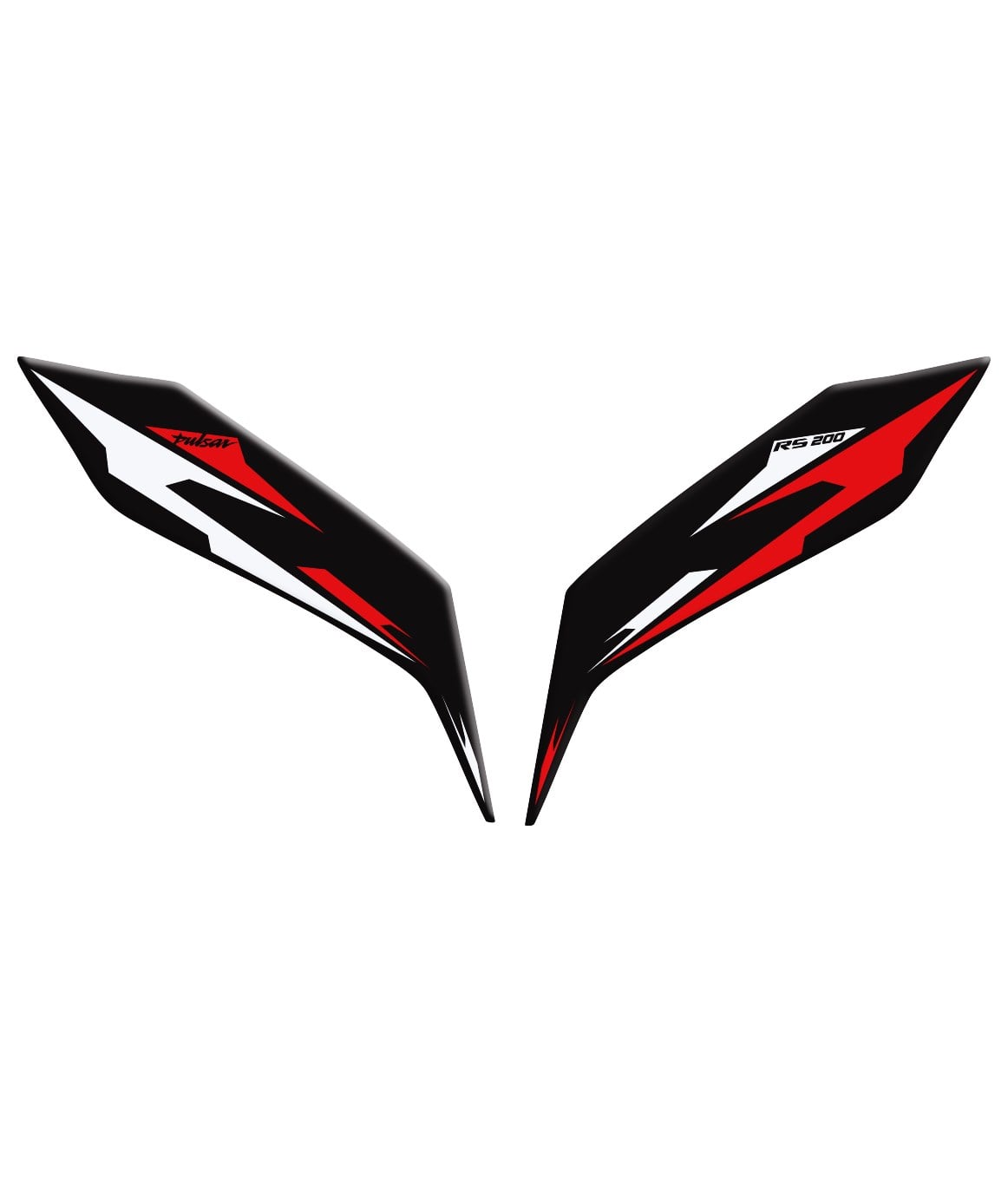 Bajaj Pulsar RS 200 New Design Siyah Kırmızı Beyaz Far Kaş Pad Redline Grafik