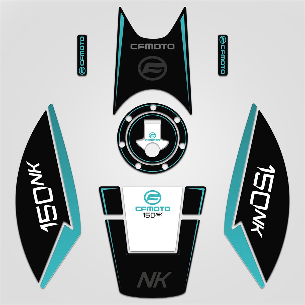 Cf moto 150 NK Siyah Mavi Full Tank Pad Set