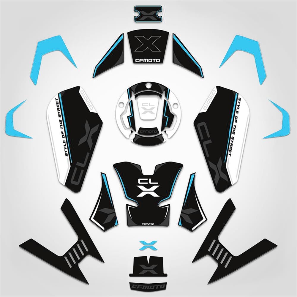 Cf moto 250 CL X Siyah Mavi Full Sticker Pad Koruyucu set clx