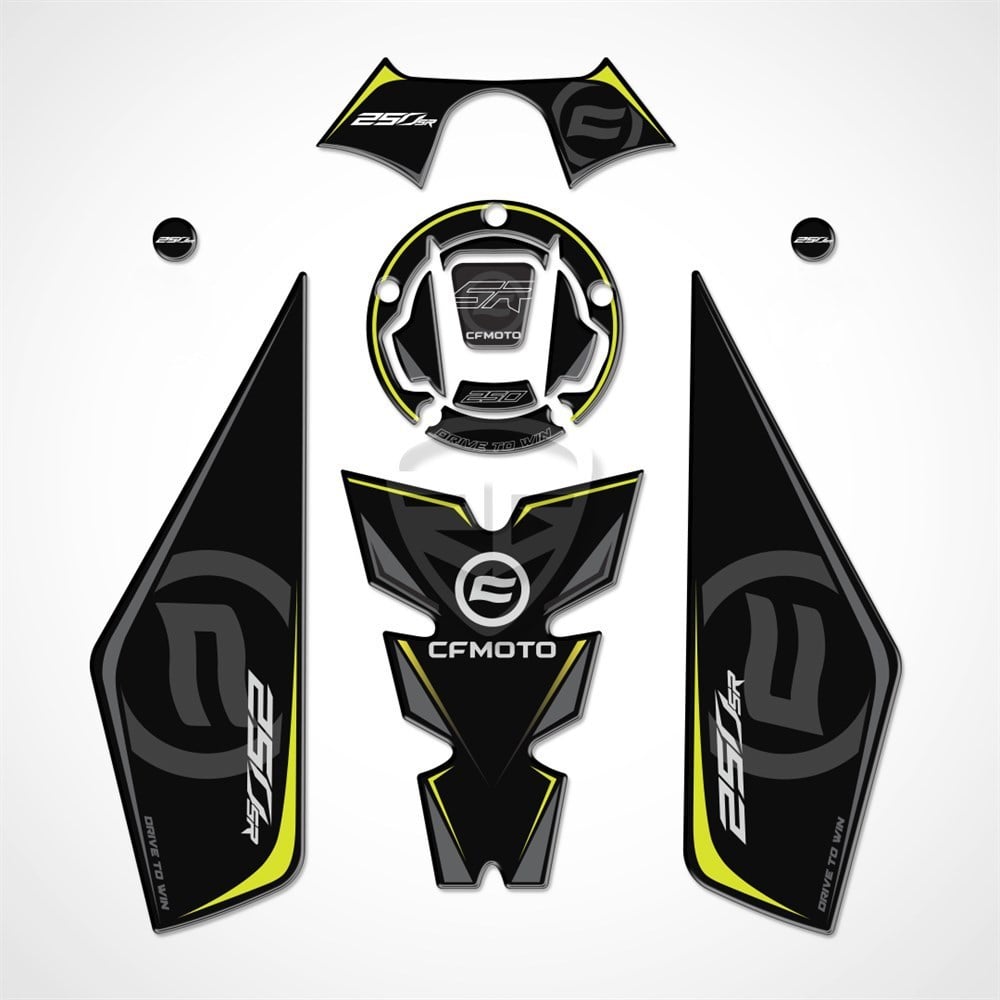 Cf moto 250 SR Tank Pad Set Gidonlu Siyah-Neon Sarı