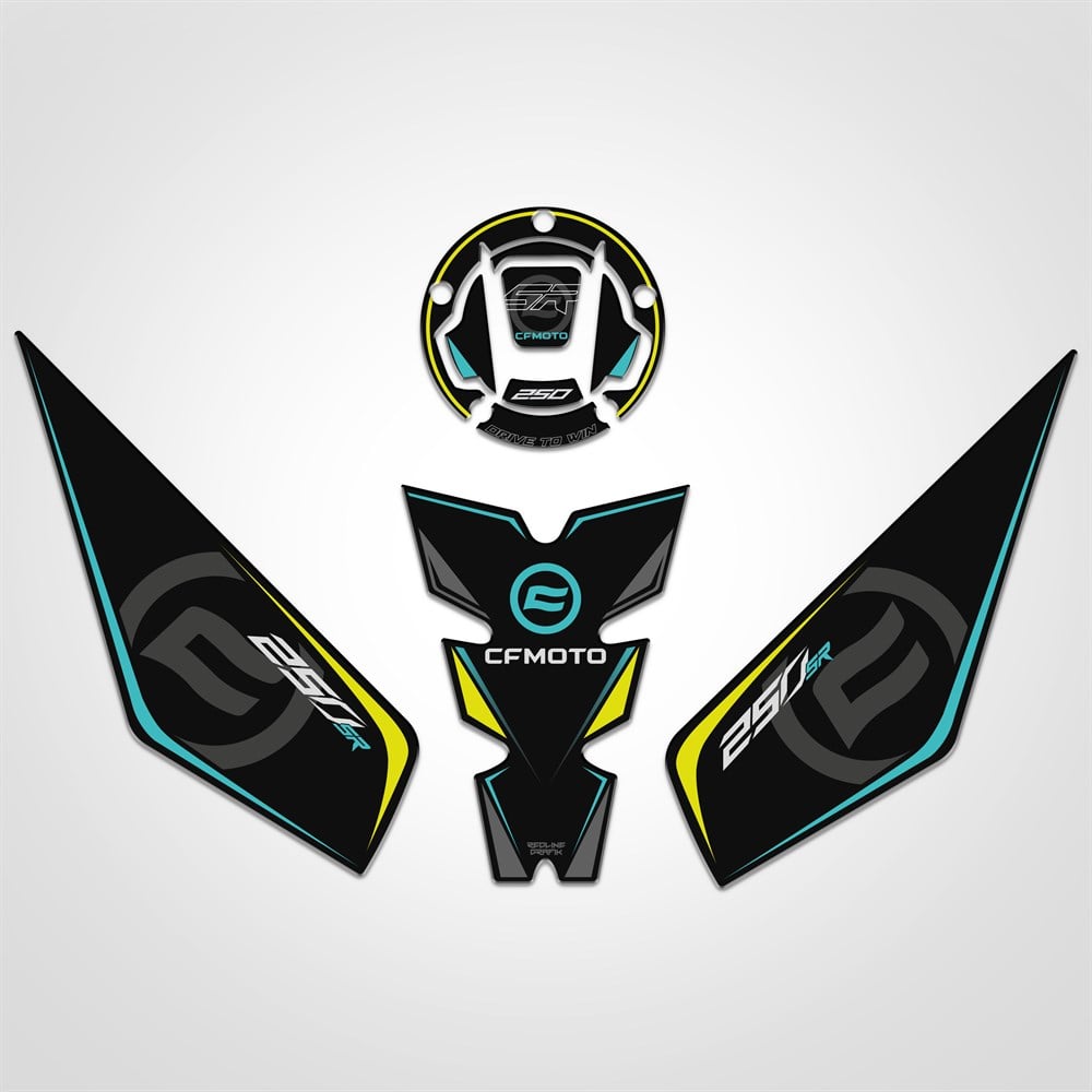 Cf moto 250sr Tank Pad Set Mavi Neon Sarı 250 SR