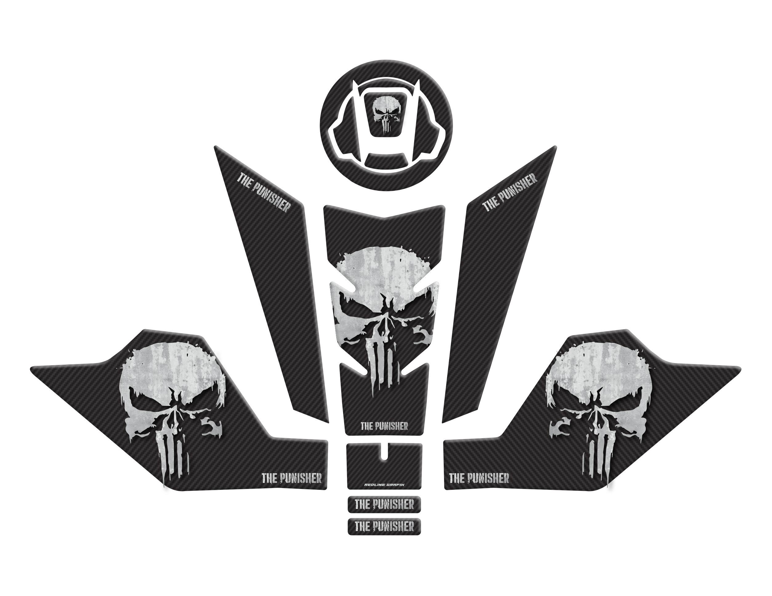 Cf Moto NK 250 2023 Uyumlu Tank Pad Seti Punisher Karbon Redlinegrafik