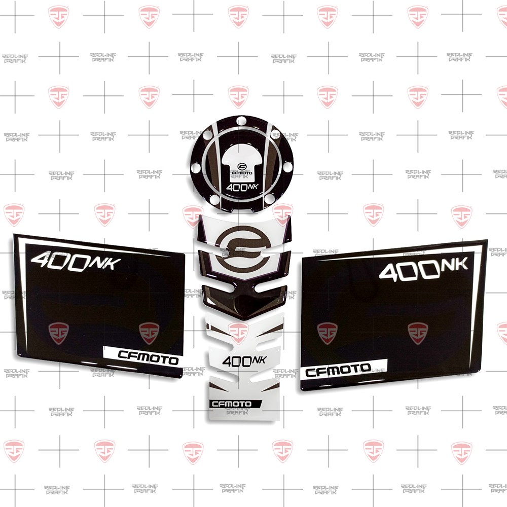 Cfmoto 400 NK Siyah Beyaz Full Tank Pad Set