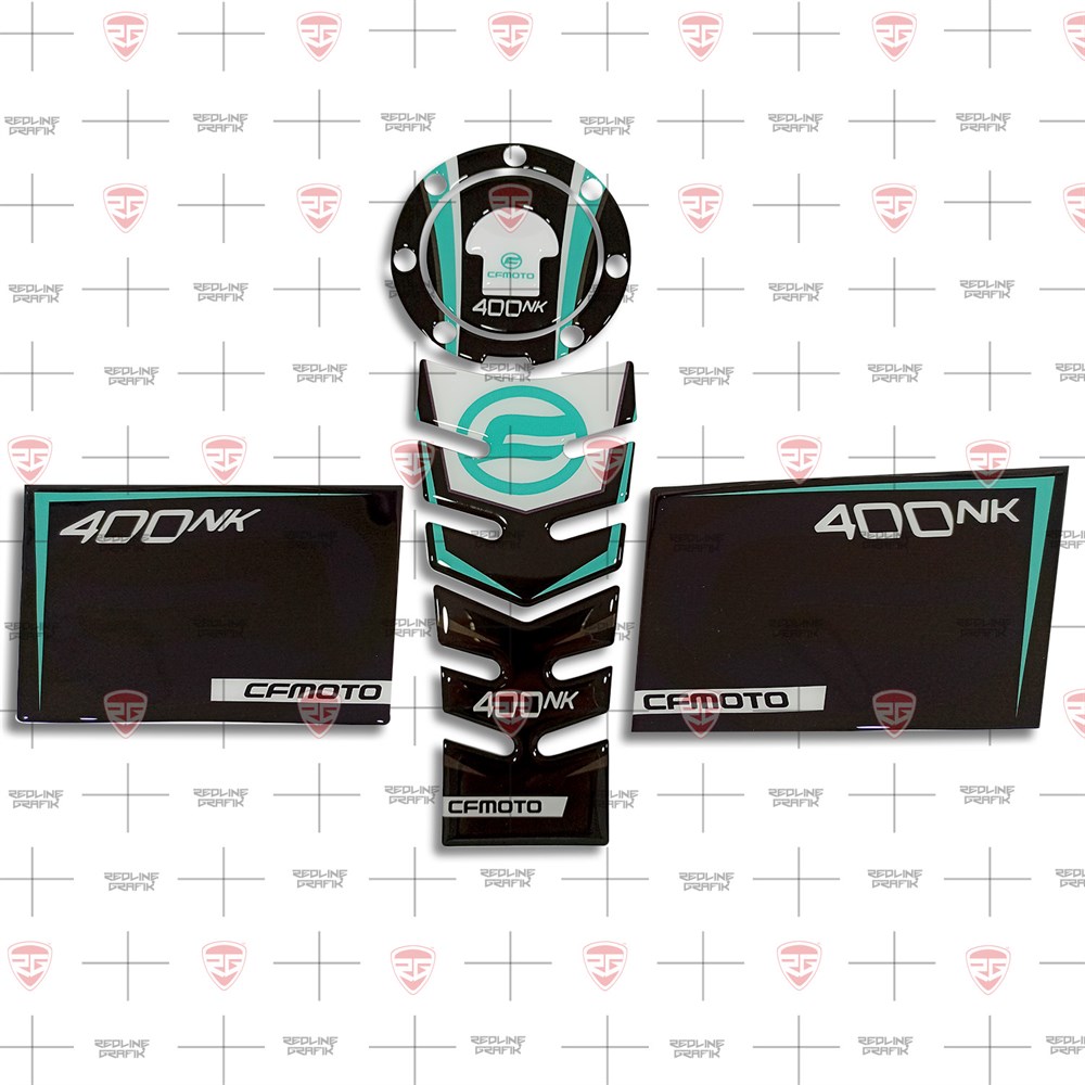Cfmoto 400 NK Siyah Mavi Full Tank Pad Set