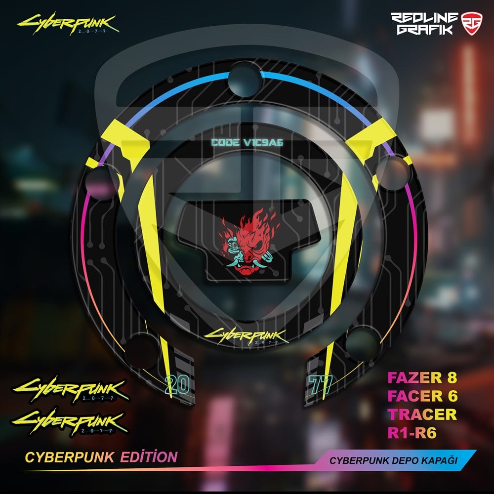 Cyberpunk Depo Kapak Pad FAZER 8-6-TRACER-Yamaha R1-R6 Özel Seri Special Edition Redline Grafik