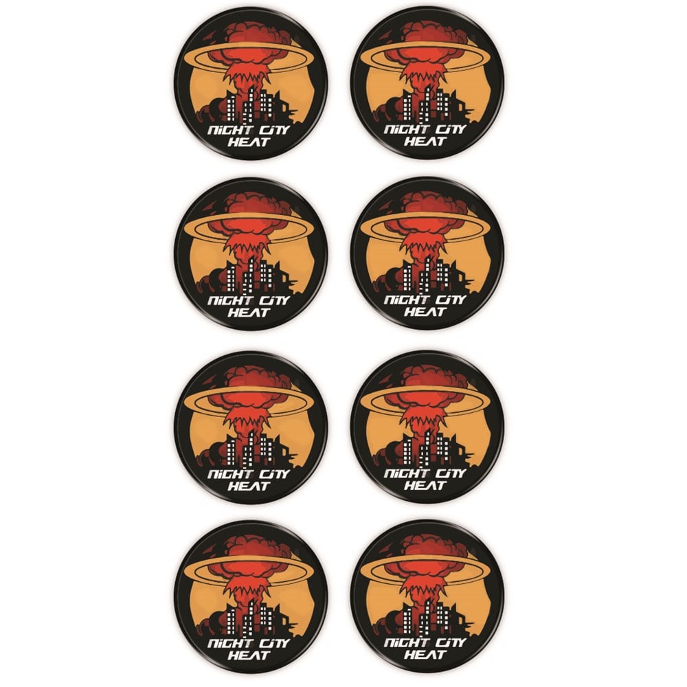 Cyberpunk Night City 8'li Koruma Takozu 3D Sticker Etiket Siyah Beyaz