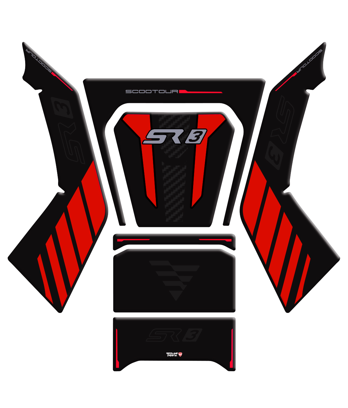 VOGE SR3 Uyumlu Siyah Kırmızı Tank Pad Set