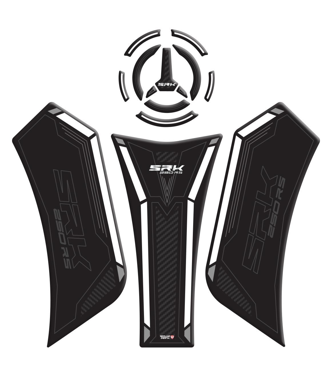 Redlinegrafik RKS SRK 250 RS Siyah Beyaz Tank Pad Redline Grafik