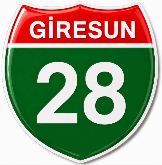 Redlinegrafik Giresun 28Plaka Kodlu 3D Kabartmalı Araç 1 Adet Sticker Etiket yesil beyaz Renk