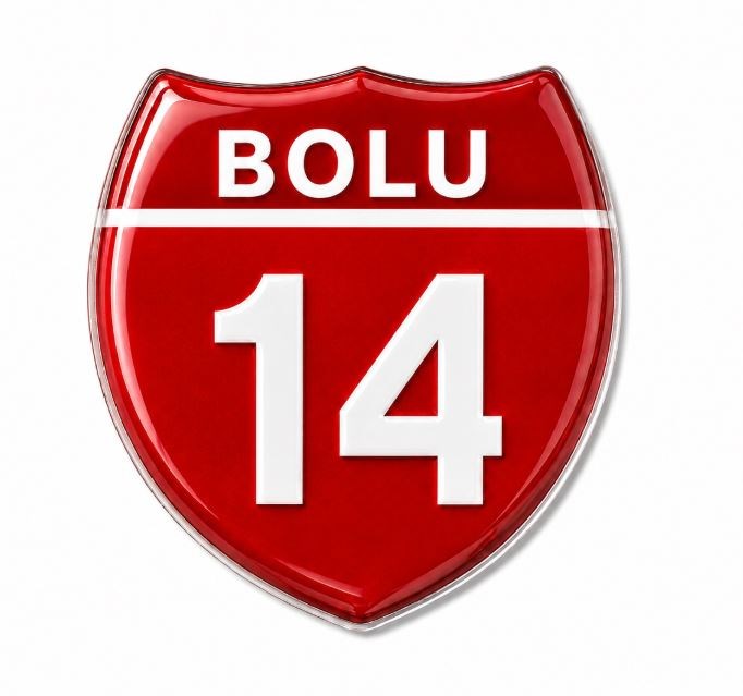 Redlinegrafik Bolu 14 Plaka Kodlu 3D Kabartmalı Araç 1 Adet Sticker Etiket Kırmızı  Beyaz