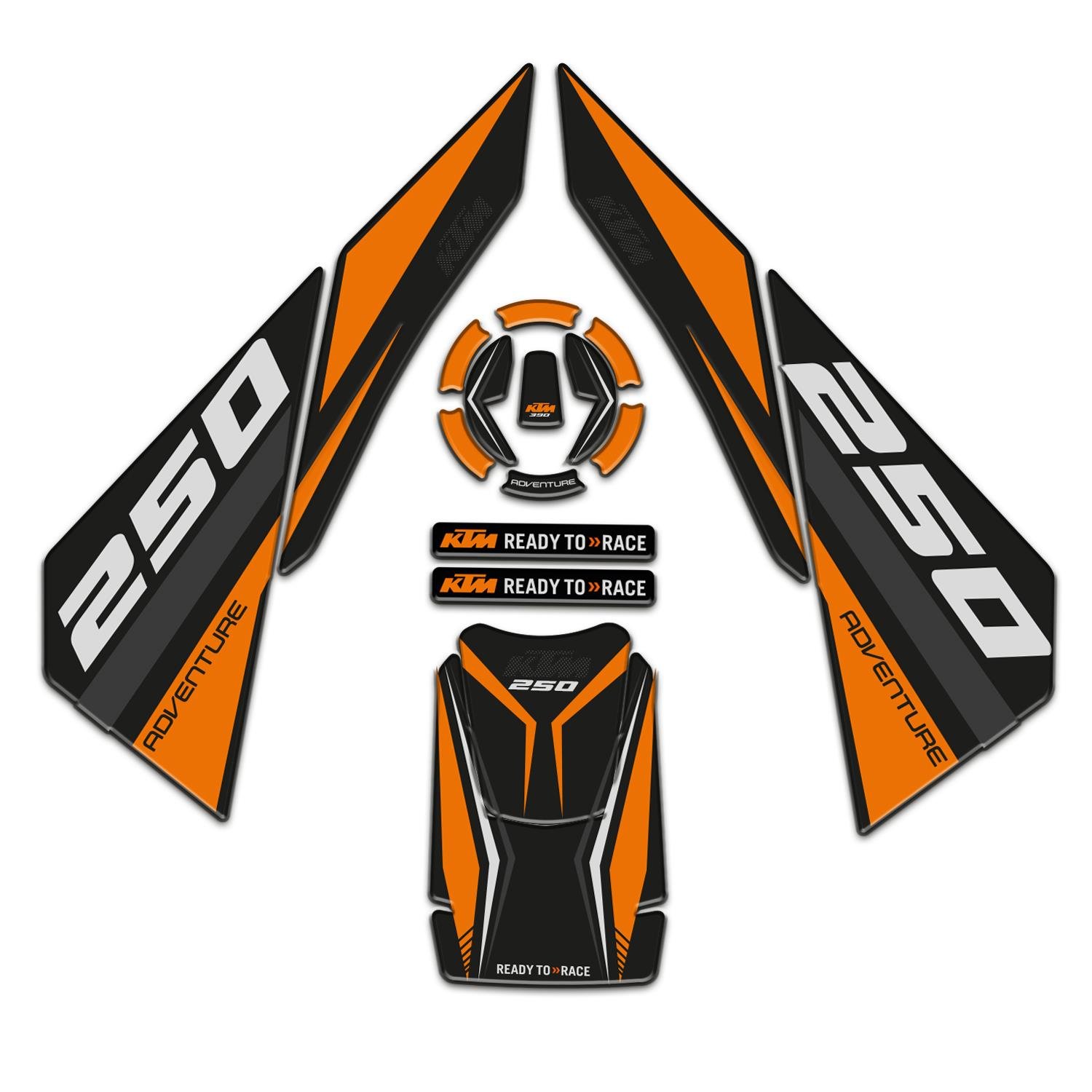 Ktm Adventure 250 2020-2024 Turuncu Siyah Tank Pad Set Redline Grafik