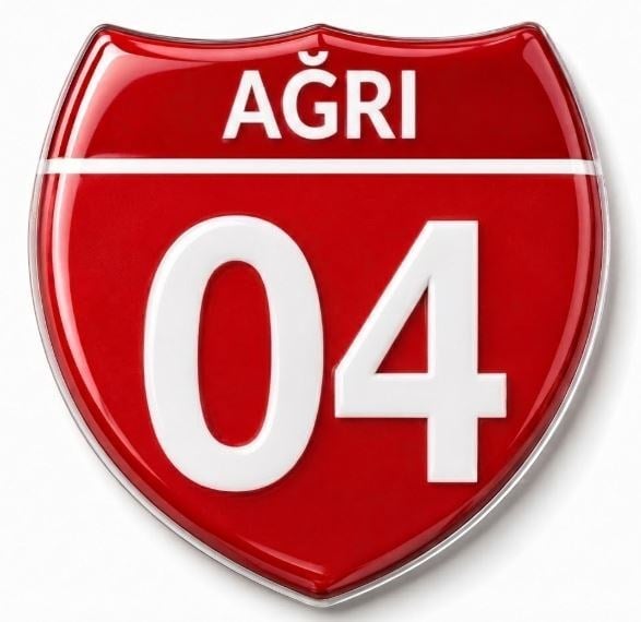 Redlinegrafik Ağrı 04 Plaka Kodlu 3D Kabartmalı Araç 1 Adet Sticker Etiket Kırmızı  Beyaz