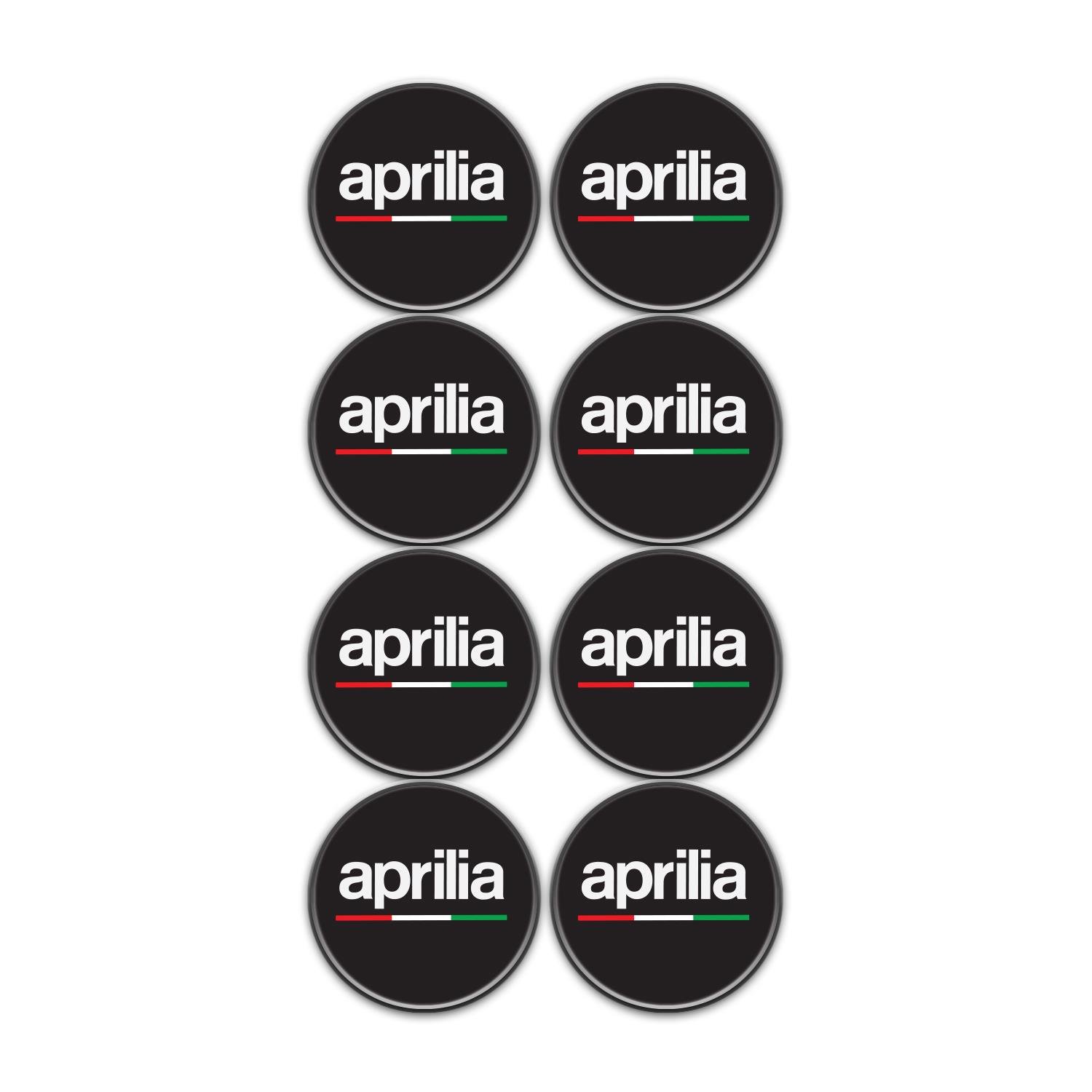 Aprillia Logo 8'li Koruma Takozu 3D Sticker Etiket Siyah